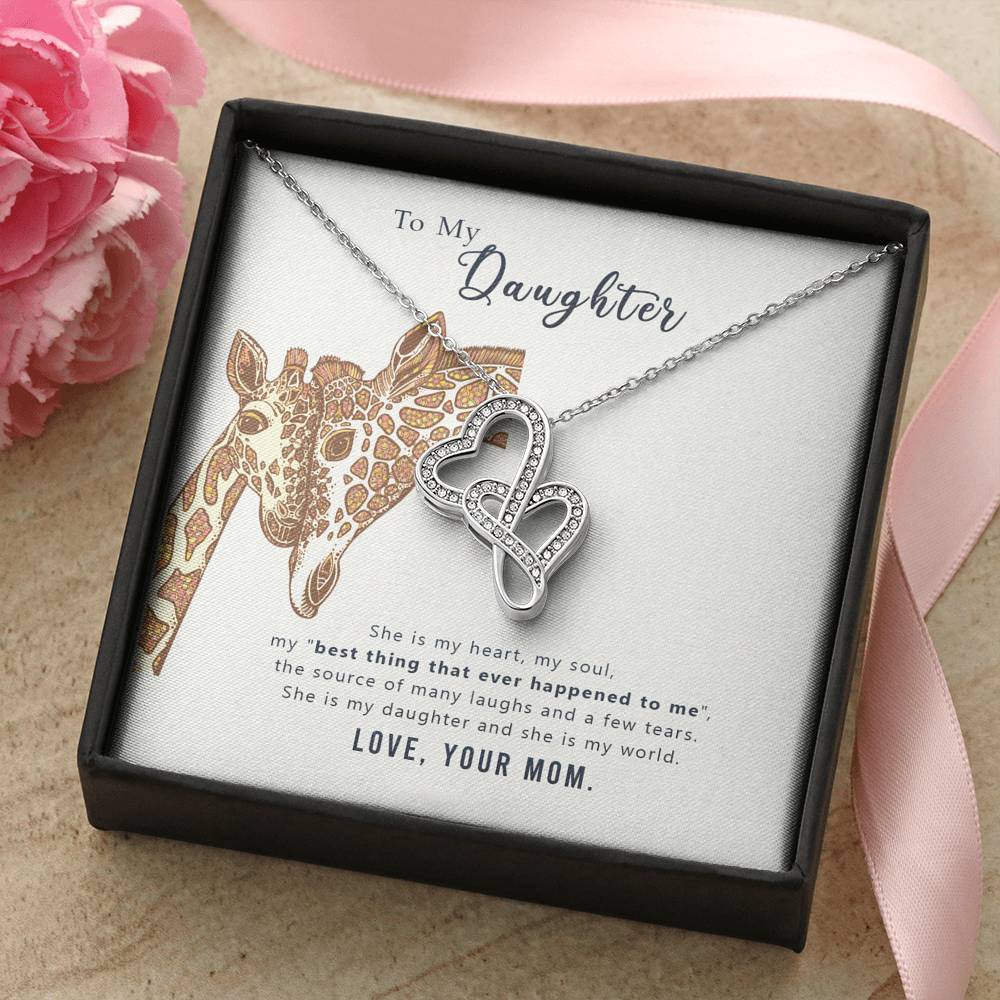 TO MY DAUGHTER "MY WORLD" DOUBLE HEARTS NECKLACE GIFT SET - ON CLOUD NINE GIFTS