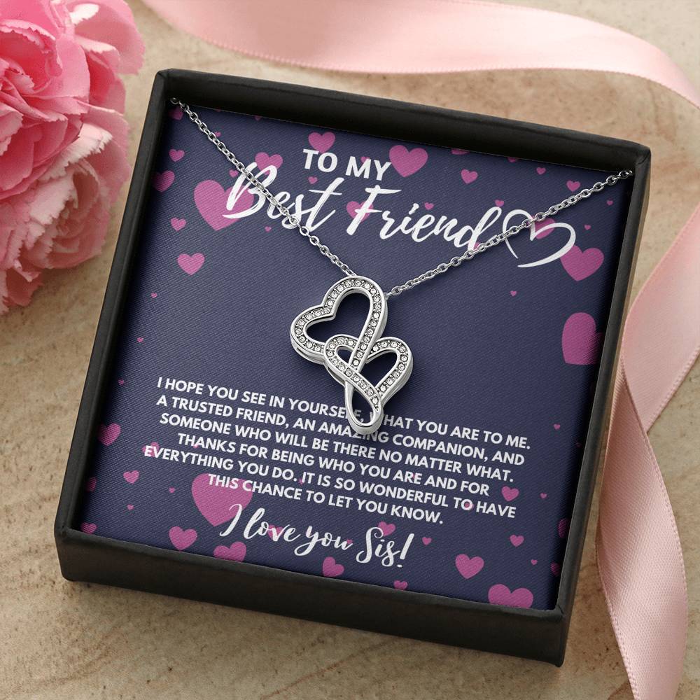 TO MY BEST FRIEND DOUBLE HEARTS NECKLACE GIFT SET - ON CLOUD NINE GIFTS
