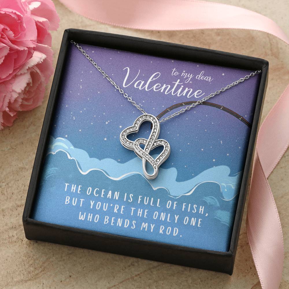 TO MY DEAR VALENTINE "FISH" DOUBLE HEARTS NECKLACE VALENTINES DAY GIFT SET - ON CLOUD NINE GIFTS