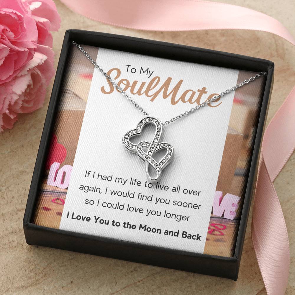TO MY SOULMATE "LOVE YOU LONGER" DOUBLE HEARTS NECKLACE GIFT SET - ON CLOUD NINE GIFTS