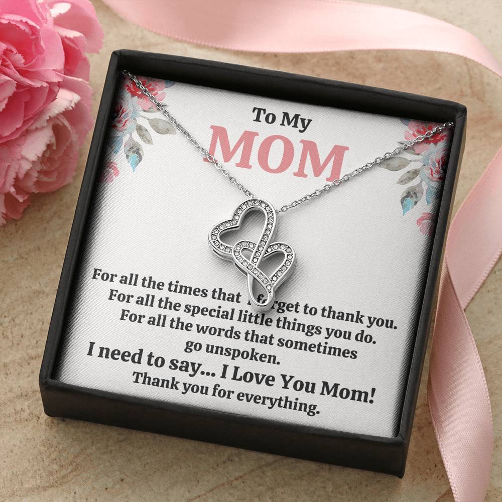TO MY MOM "FOR ALL" DOUBLE HEARTS NECKLACE GIFT SET - ON CLOUD NINE GIFTS