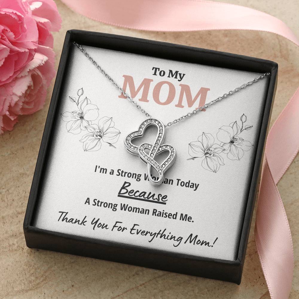 TO MY MOM "STRONG WOMAN" DOUBLE HEARTS NECKLACE GIFT SET - ON CLOUD NINE GIFTS