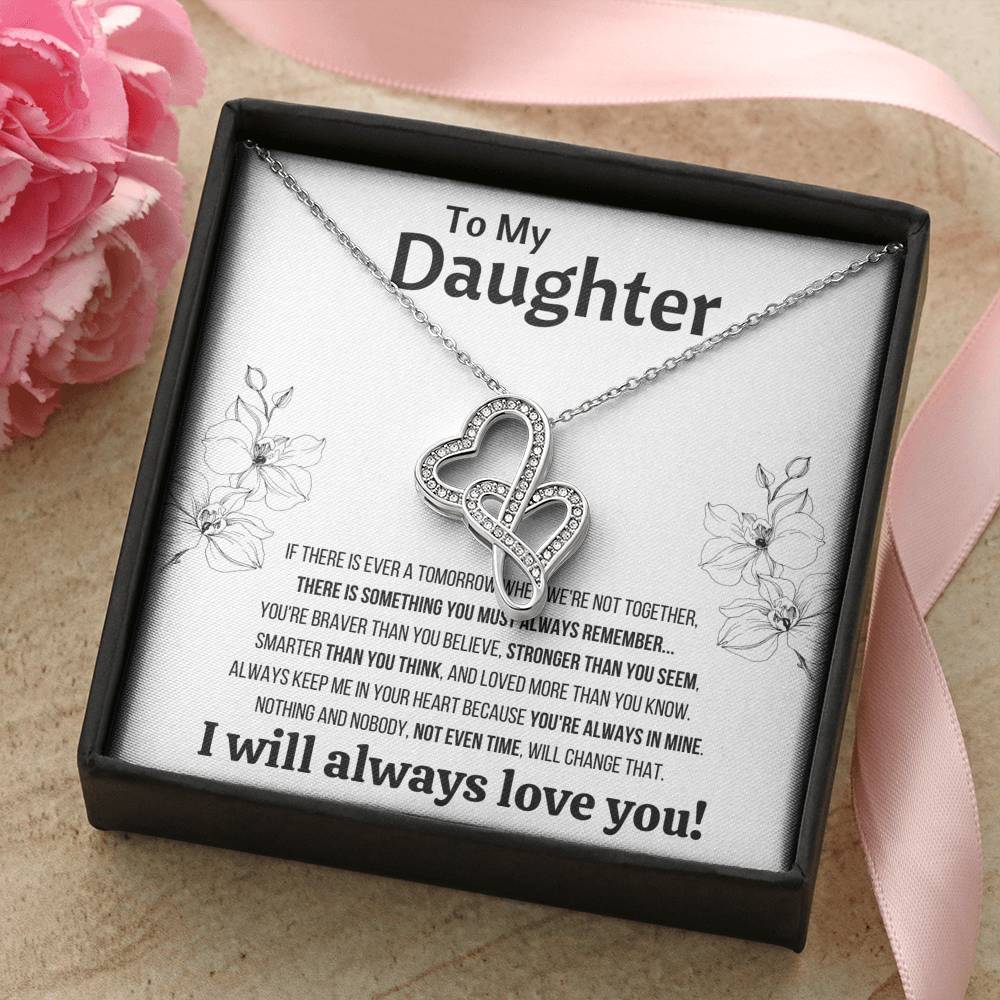 TO MY DAUGHTER "NOT EVEN TIME" DOUBLE HEARTS NECKLACE GIFT SET - ON CLOUD NINE GIFTS