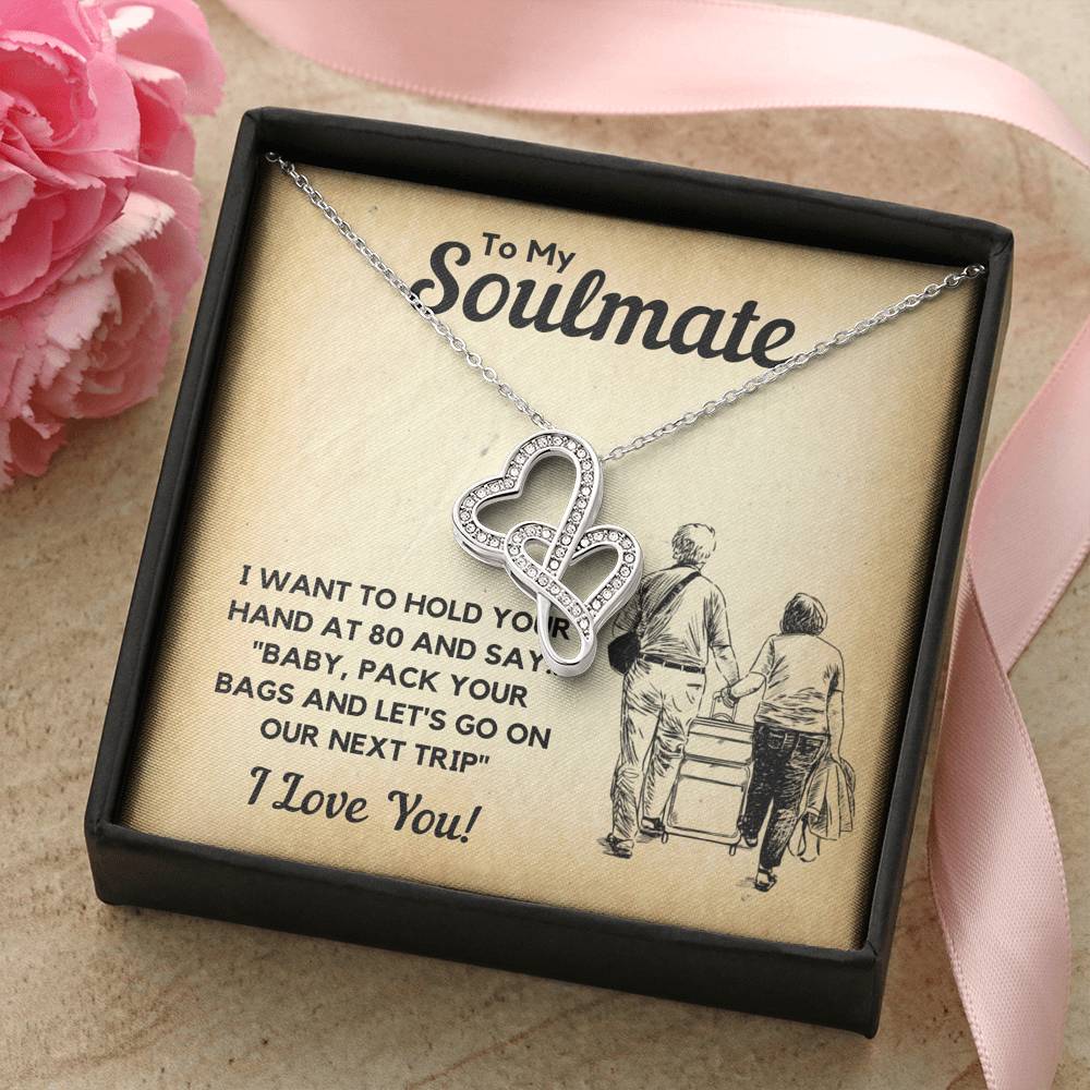 TO MY SOULMATE BAGS DOUBLE HEARTS NECKLACE GIFT SET - ON CLOUD NINE GIFTS