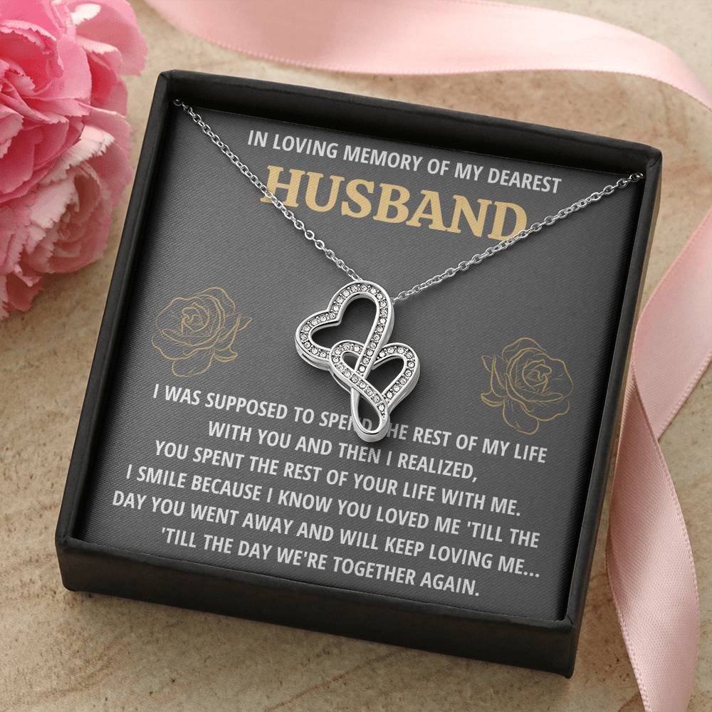 TO MY HUSBAND "LIFE - GOLDEN" REMEMBRANCE DOUBLE HEARTS NECKLACE GIFT SET - ON CLOUD NINE GIFTS