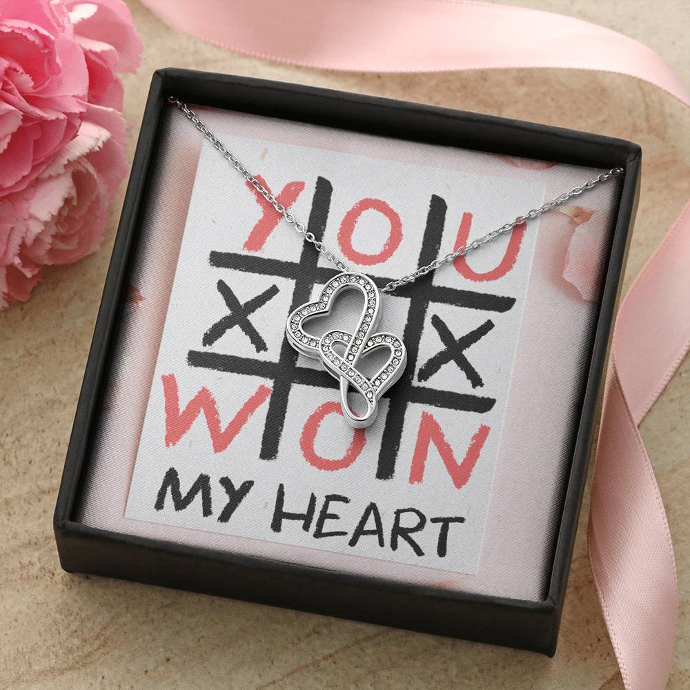 TO MY LOVE "TIC TAC TOE" DOUBLE HEARTS NECKLACE VALENTINES DAY GIFT SET - ON CLOUD NINE GIFTS