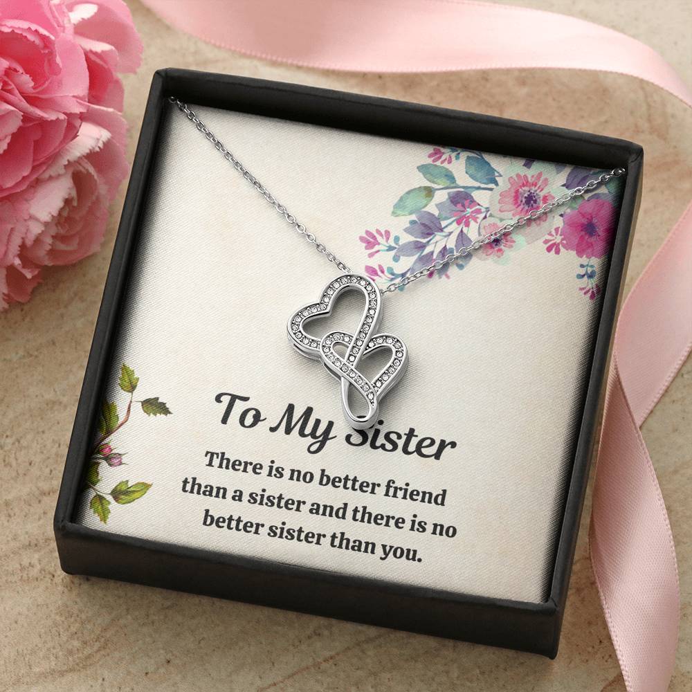 TO MY SISTER "FRIEND" DOUBLE HEARTS NECKLACE GIFT SET - ON CLOUD NINE GIFTS