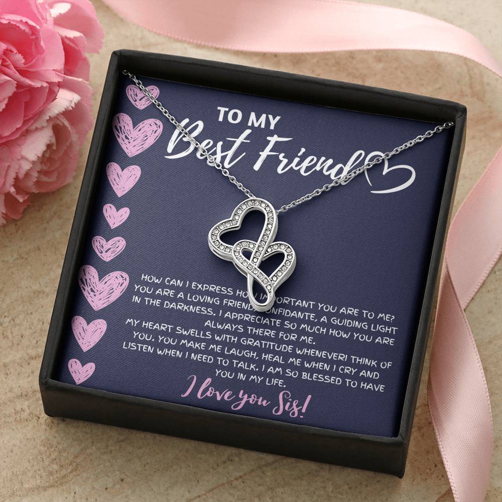 TO MY BEST FRIEND "BLESSED TO HAVE YOU IN MY LIFE" DOUBLE HEARTS NECKLACE GIFT SET - ON CLOUD NINE GIFTS