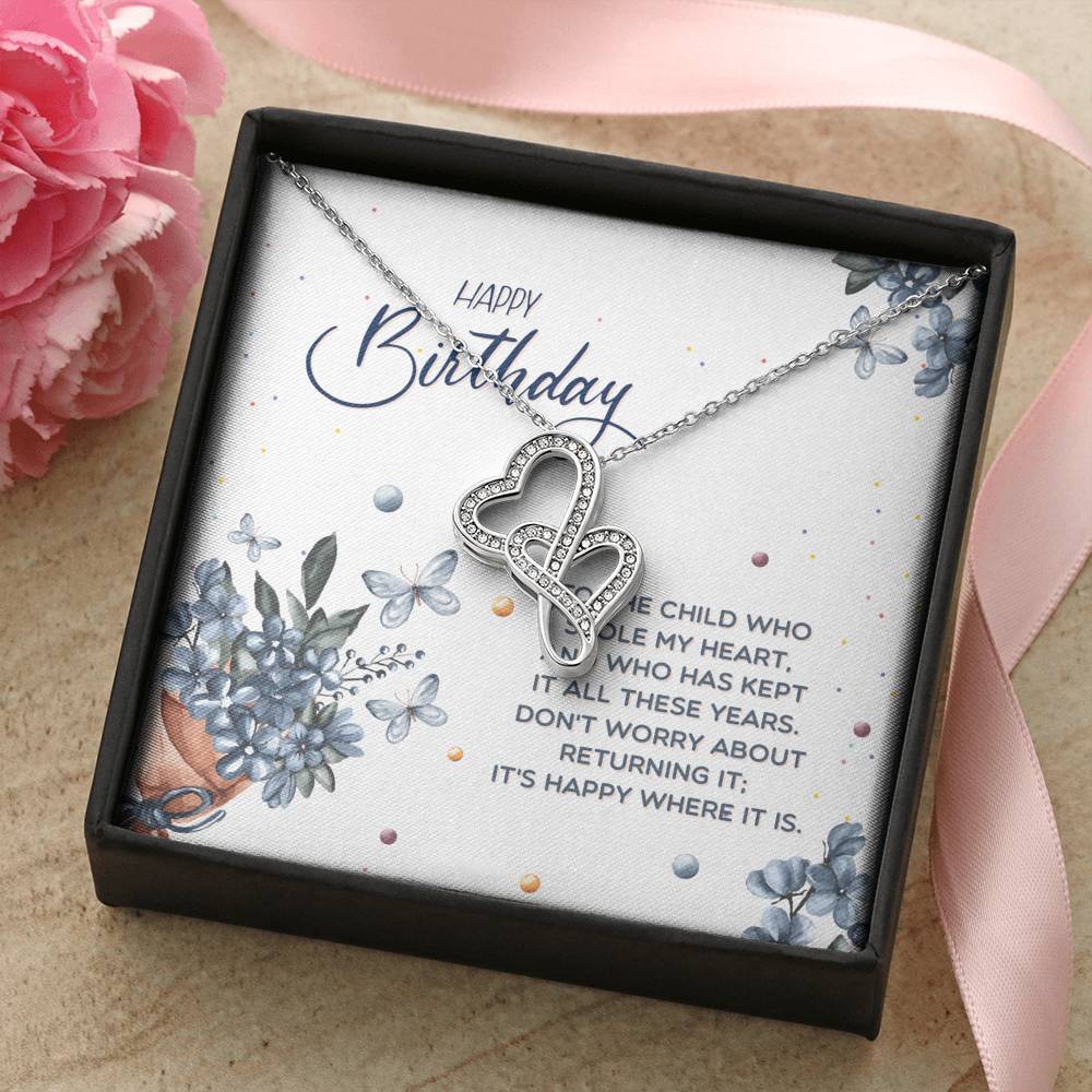TO MY DAUGHTER "STOLE MY HEART" DOUBLE HEARTS NECKLACE BIRTHDAY GIFT SET - ON CLOUD NINE GIFTS