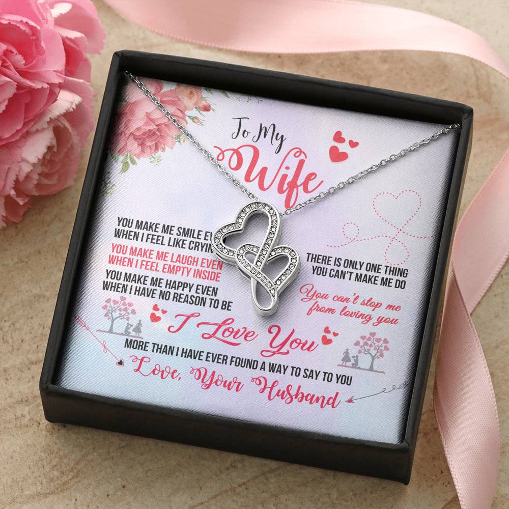 TO MY WIFE "EVEN WHEN" DOUBLE HEARTS NECKLACE GIFT SET - ON CLOUD NINE GIFTS