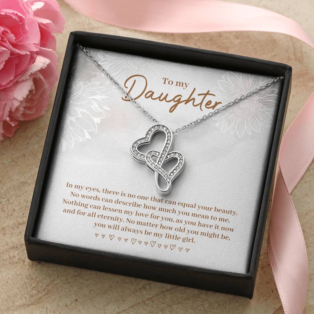 TO MY DAUGHTER "EQUAL YOUR BEAUTY" DOUBLE HEARTS NECKLACE GIFT SET - ON CLOUD NINE GIFTS