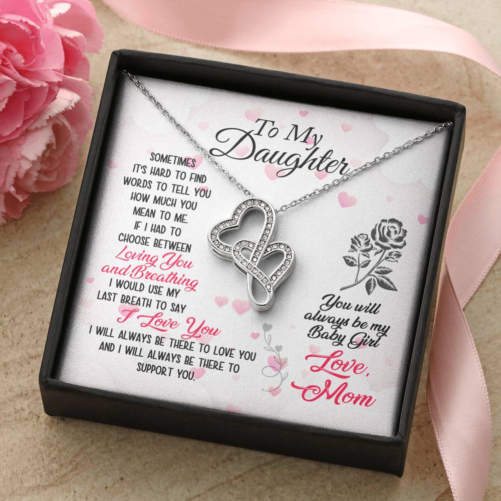 TO MY DAUGHTER "BREATHING" DOUBLE HEARTS NECKLACE GIFT SET - ON CLOUD NINE GIFTS