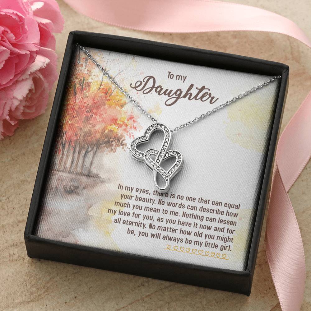 TO MY DAUGHTER "EQUAL YOUR BEAUTY - FALL" DOUBLE HEARTS NECKLACE GIFT SET - ON CLOUD NINE GIFTS