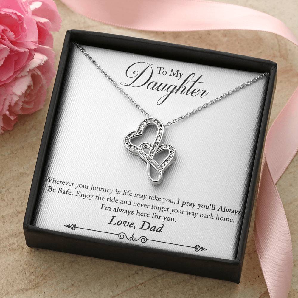 TO MY DAUGHTER "ENJOY THE RIDE" DOUBLE HEARTS NECKLACE GIFT SET - ON CLOUD NINE GIFTS