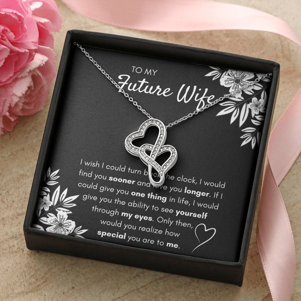 TO MY FUTURE WIFE "FIND YOU SOONER" DOUBLE HEARTS NECKLACE GIFT SET - ON CLOUD NINE GIFTS