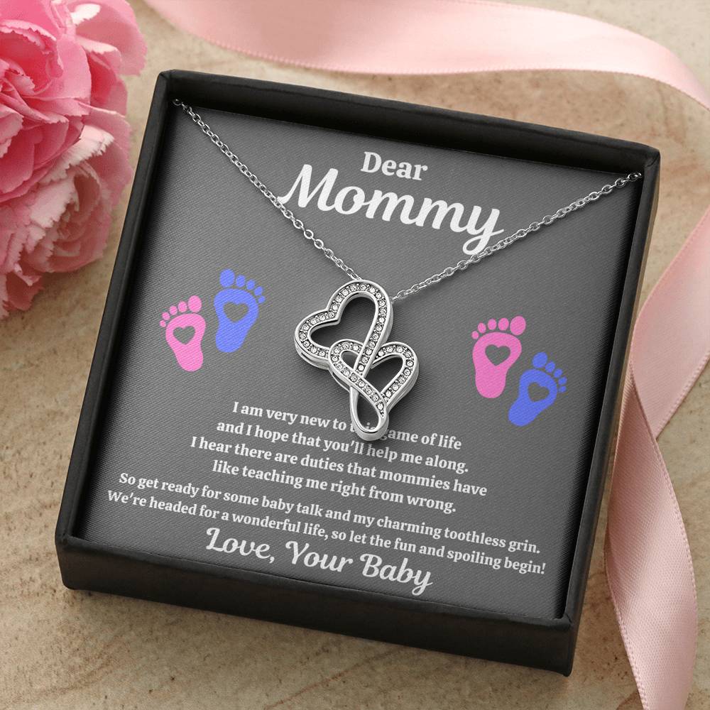 DEAR MOMMY "SPOILING HEART-FEET" DOUBLE HEARTS NECKLACE GIFT SET - ON CLOUD NINE GIFTS