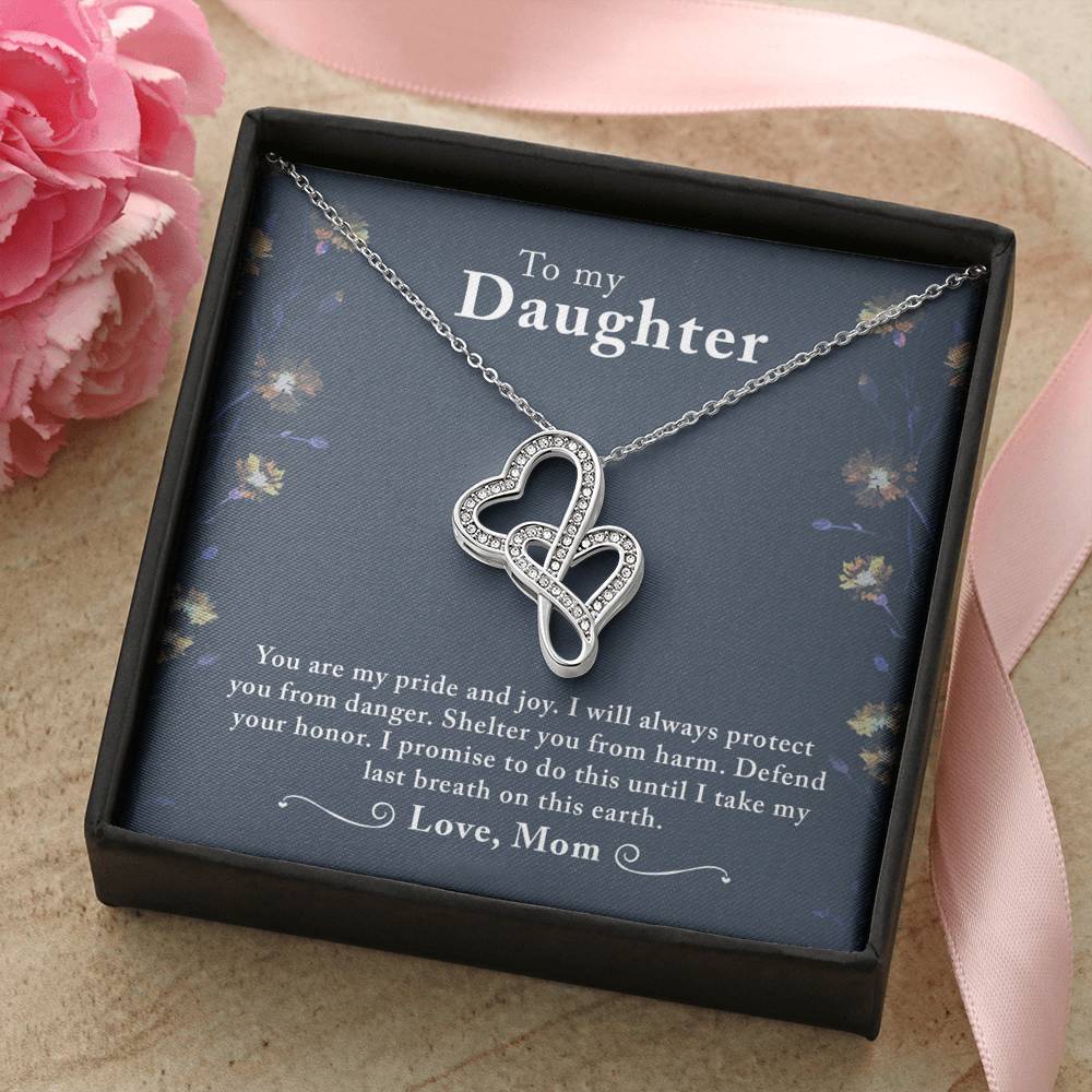 TO MY DAUGHTER "LAST BREATH" DOUBLE HEARTS NECKLACE GIFT SET - ON CLOUD NINE GIFTS