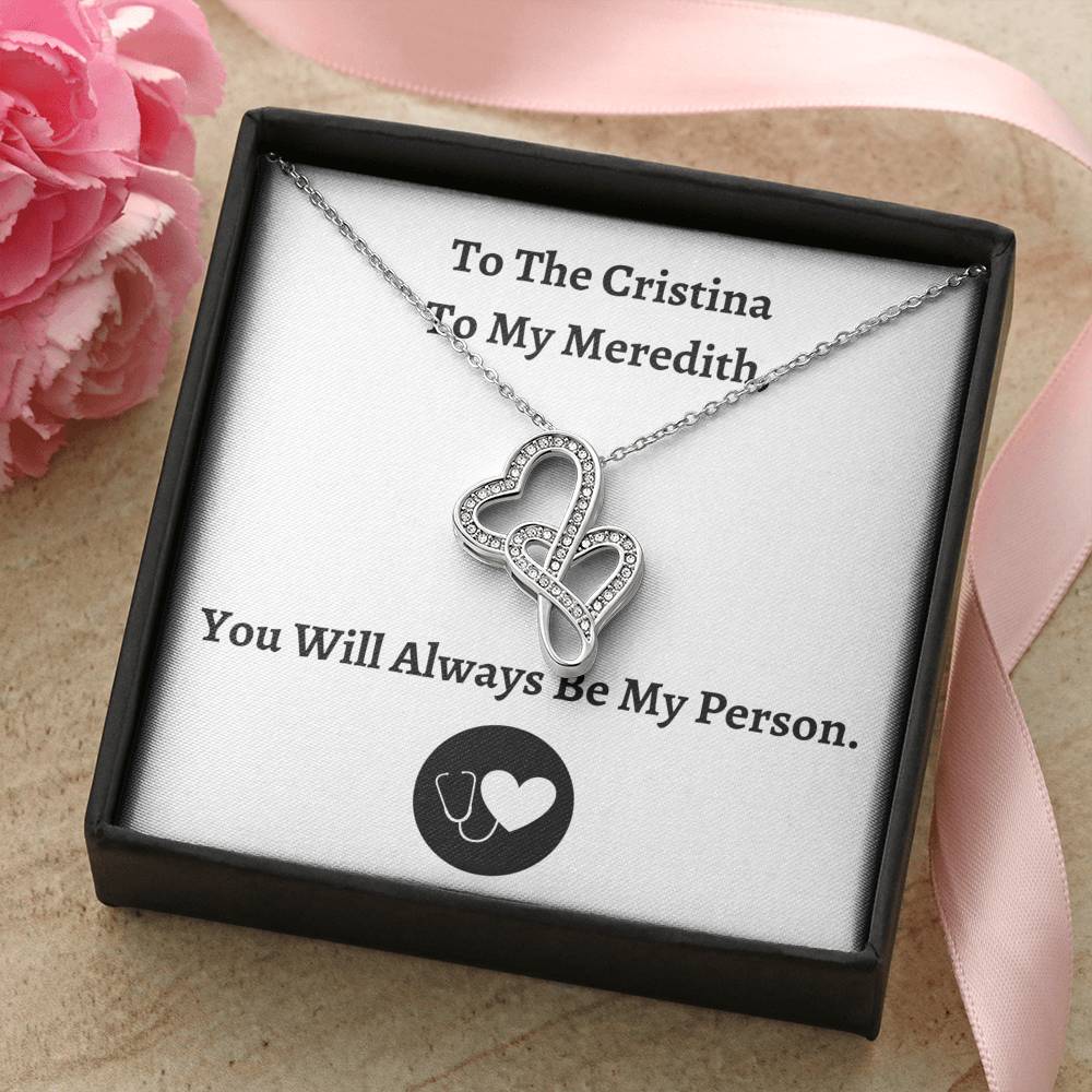 TO MY PERSON "CRISTINA AND MEREDITH" DOUBLE HEARTS NECKLACE GIFT SET - ON CLOUD NINE GIFTS
