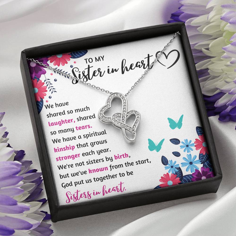 TO MY SISTER IN HEART DOUBLE HEARTS NECKLACE GIFT SET - ON CLOUD NINE GIFTS