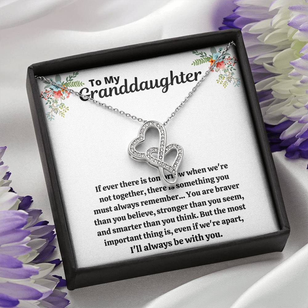 TO MY GRANDDAUGHTER "STRONGER THAN YOU SEEM" DOUBLE HEARTS NECKLACE GIFT SET - ON CLOUD NINE GIFTS