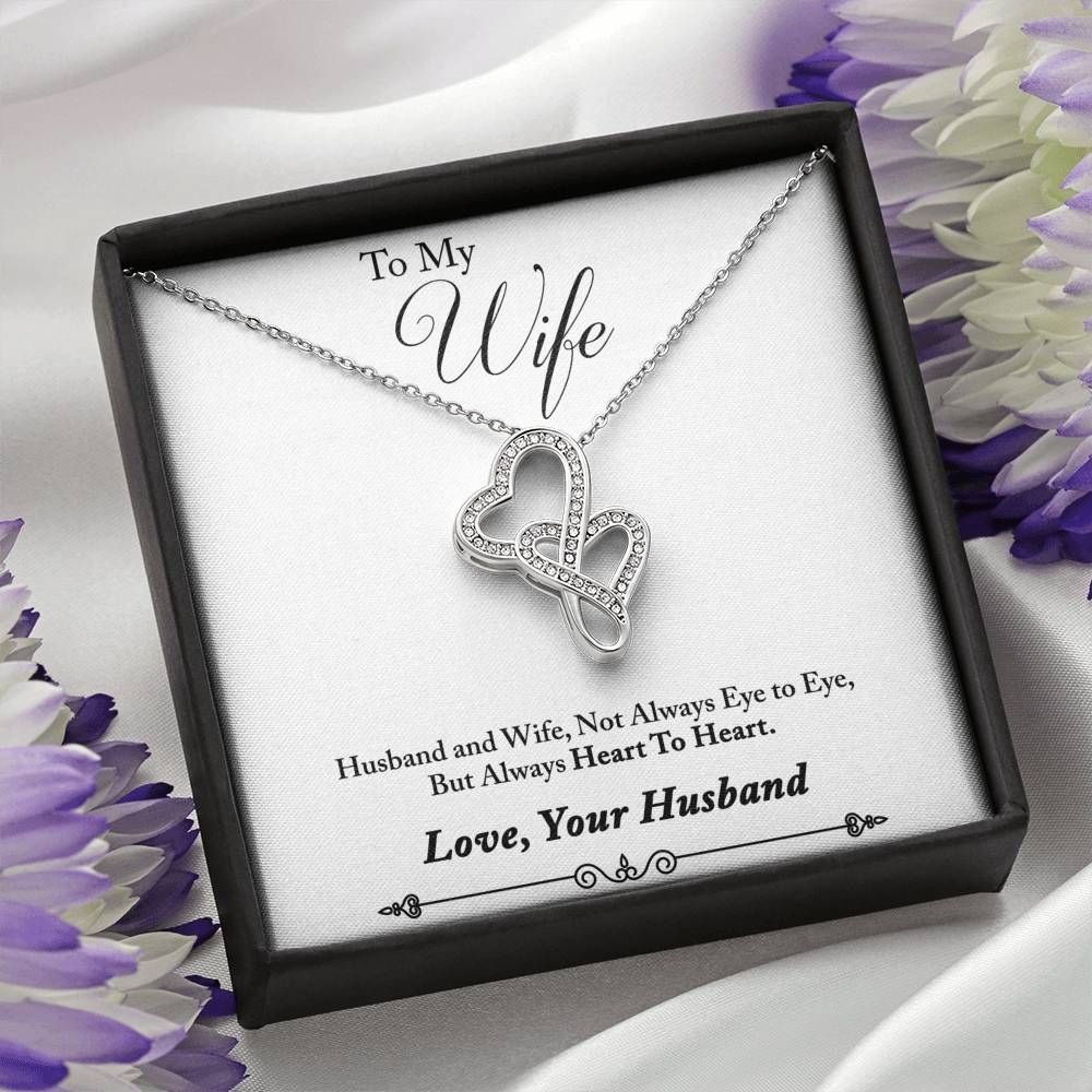 TO MY WIFE "HEART TO HEART - SO" DOUBLE HEARTS NECKLACE GIFT SET - ON CLOUD NINE GIFTS