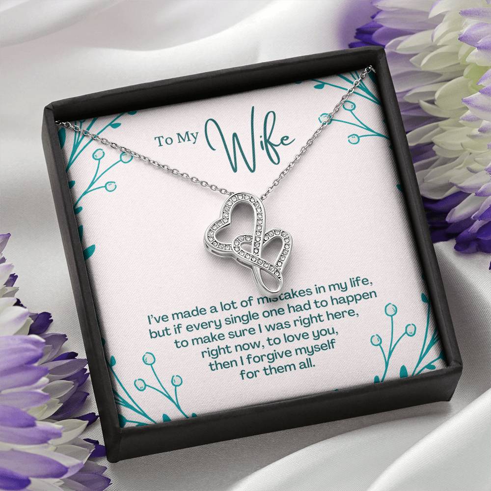 TO MY WIFE "MISTAKES - SO" DOUBLE HEARTS NECKLACE GIFT SET - ON CLOUD NINE GIFTS
