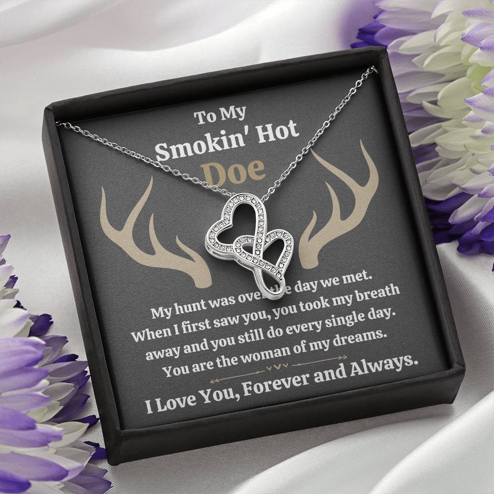 TO MY SMOKIN HOT DOE "DREAMS - DARK" DOUBLE HEARTS NECKLACE GIFT SET - ON CLOUD NINE GIFTS