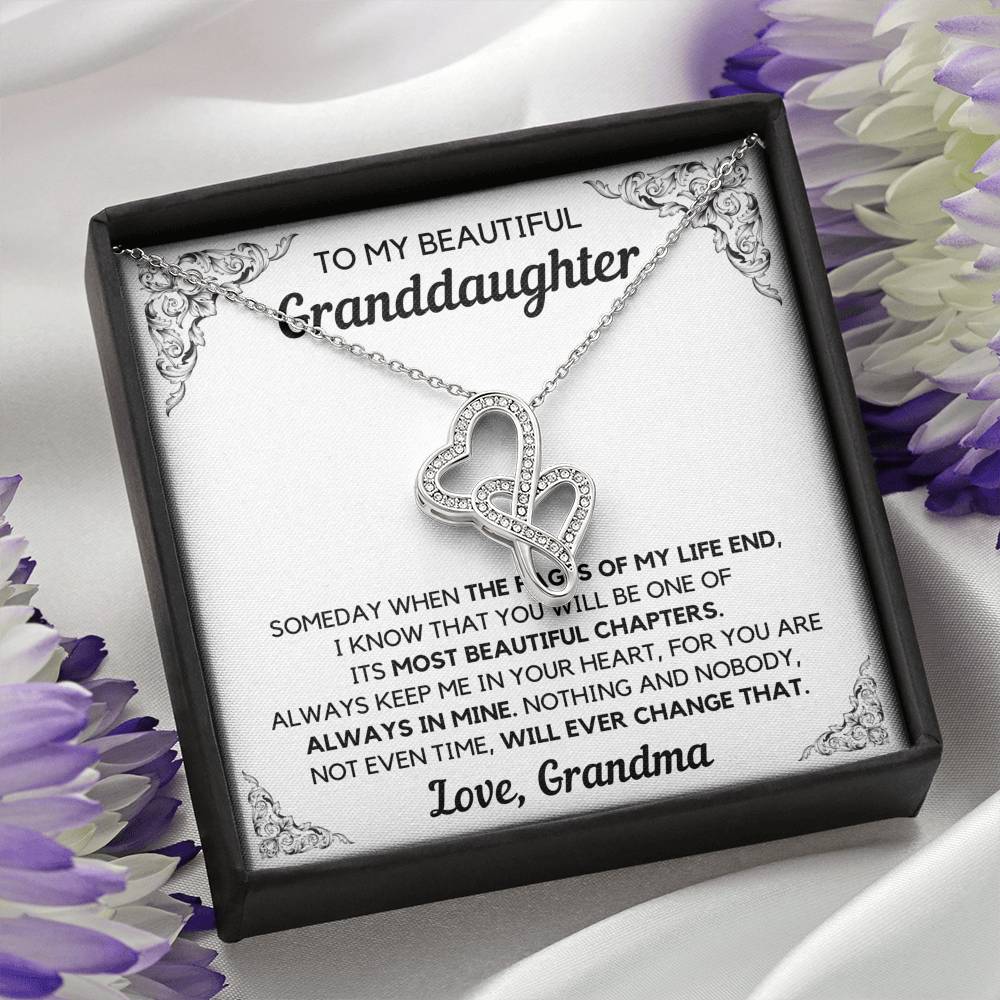 TO MY BEAUTIFUL GRANDDAUGHTER FROM GRANDMA CHAPTERS DOUBLE HEARTS NECKLACE GIFT SET - ON CLOUD NINE GIFTS