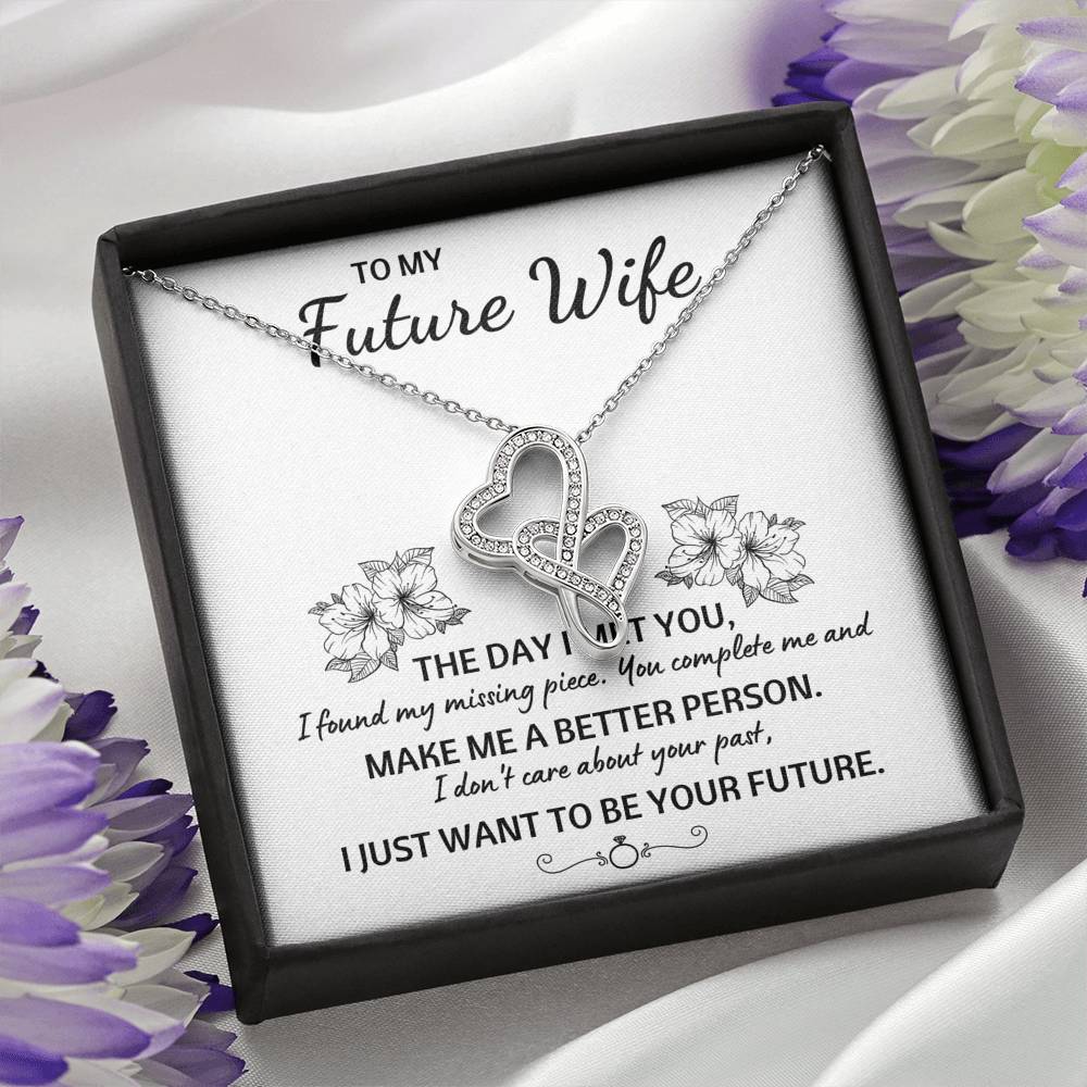 TO MY FUTURE WIFE "YOUR FUTURE" DOUBLE HEARTS NECKLACE GIFT SET - ON CLOUD NINE GIFTS