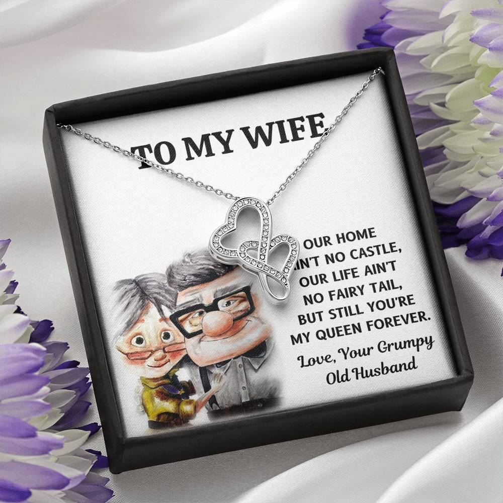 TO MY WIFE "CASTLE - UP" DOUBLE HEARTS NECKLACE GIFT SET - ON CLOUD NINE GIFTS