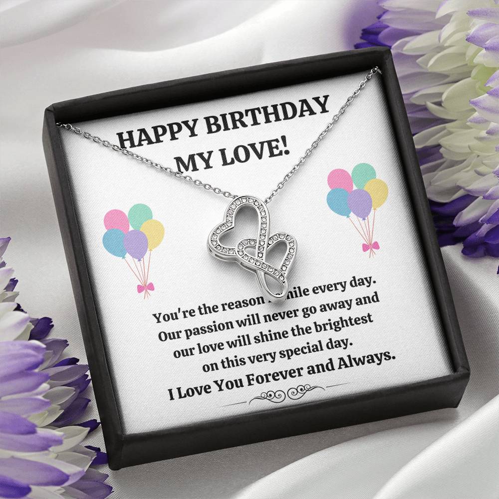 TO MY LOVE "REASON I SMILE" DOUBLE HEARTS NECKLACE GIFT SET - ON CLOUD NINE GIFTS