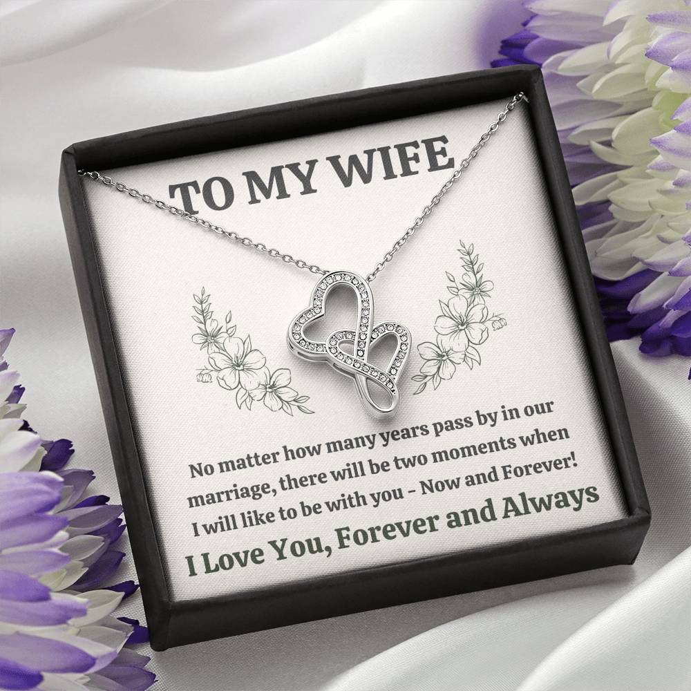 TO MY WIFE "MOMENTS" DOUBLE HEARTS NECKLACE GIFT SET - ON CLOUD NINE GIFTS
