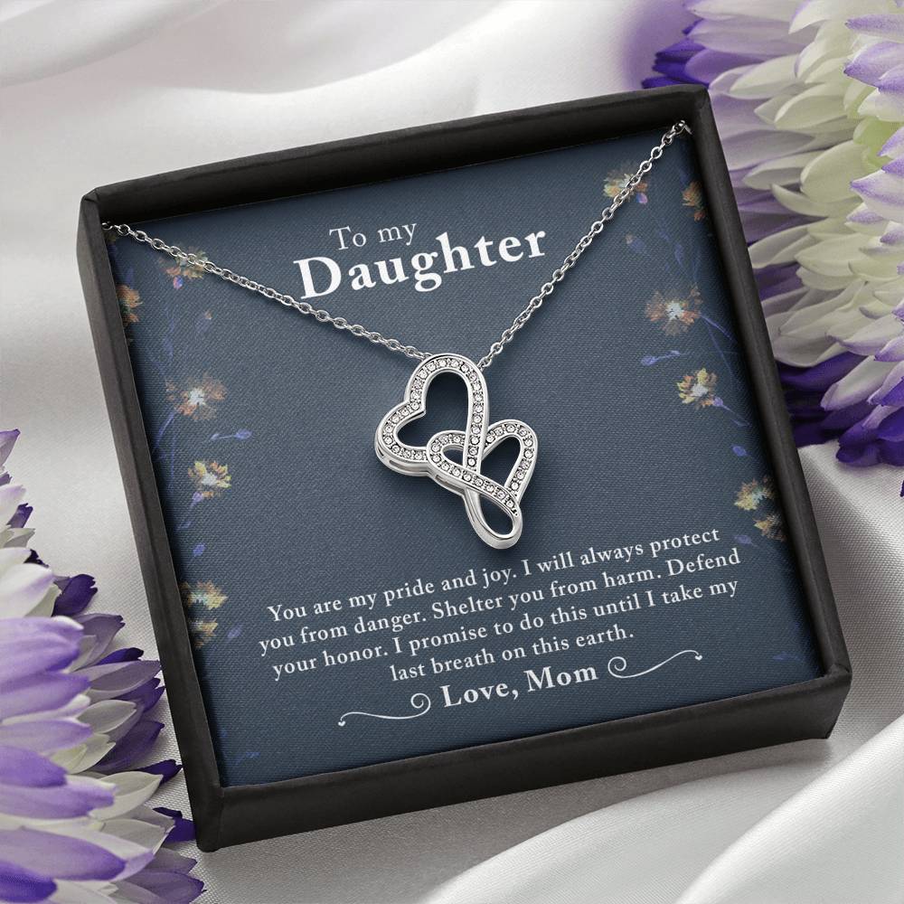 TO MY DAUGHTER "LAST BREATH" DOUBLE HEARTS NECKLACE GIFT SET - ON CLOUD NINE GIFTS