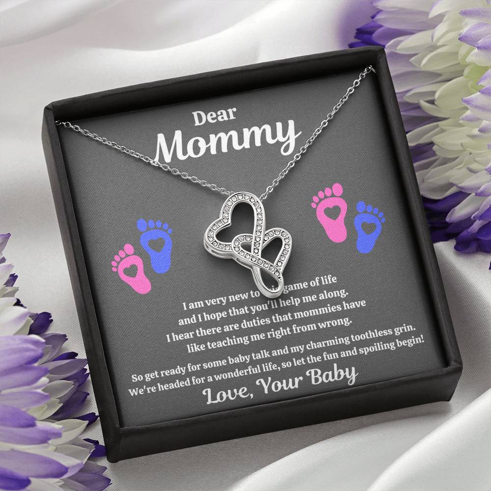 DEAR MOMMY "SPOILING HEART-FEET" DOUBLE HEARTS NECKLACE GIFT SET - ON CLOUD NINE GIFTS