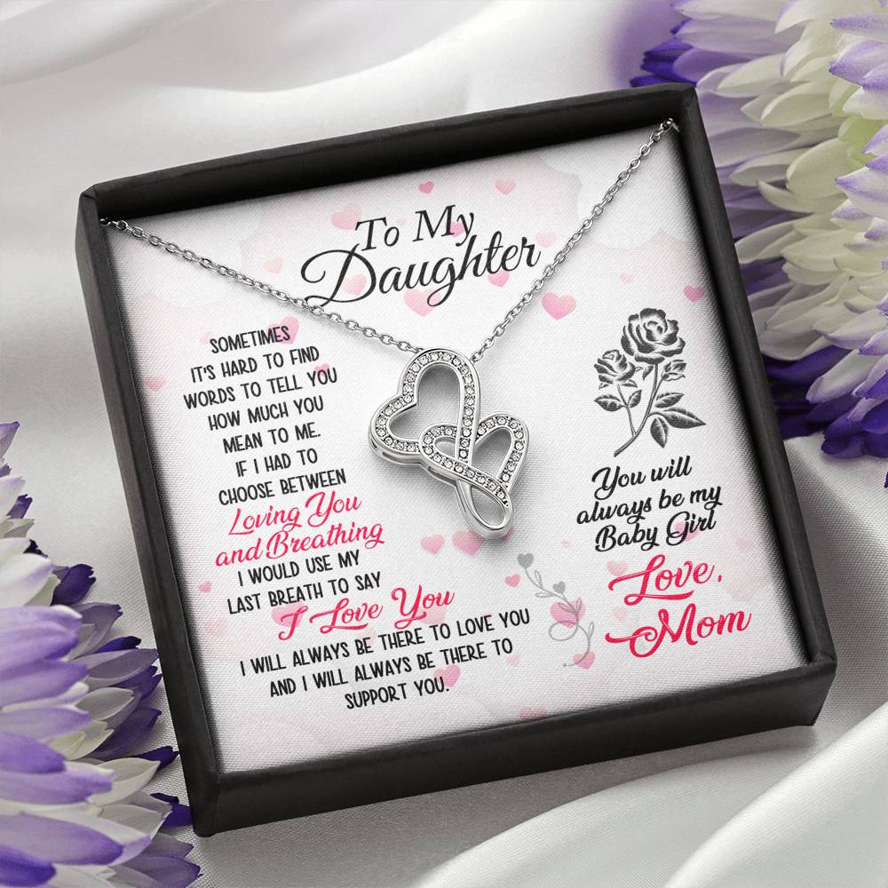 TO MY DAUGHTER "BREATHING" DOUBLE HEARTS NECKLACE GIFT SET - ON CLOUD NINE GIFTS
