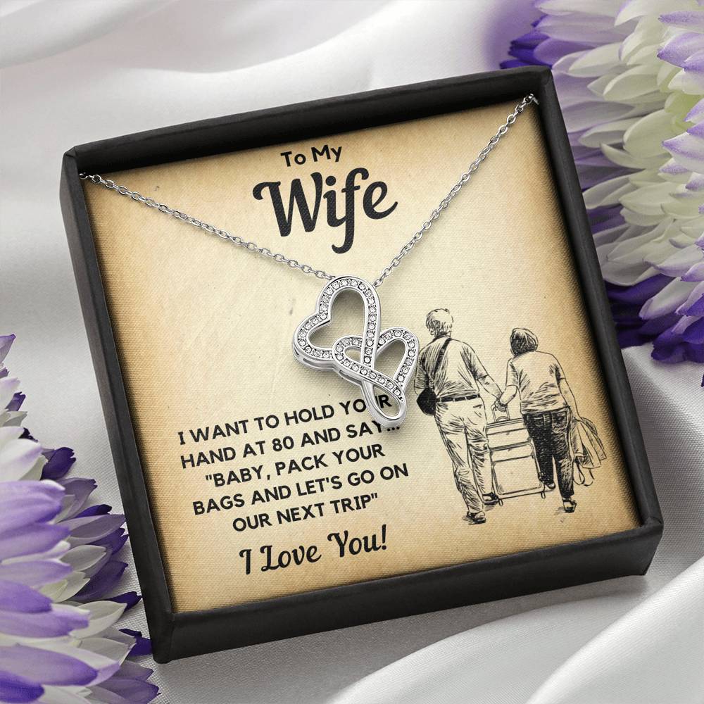 TO MY WIFE BAGS DOUBLE HEARTS NECKLACE GIFT SET - ON CLOUD NINE GIFTS