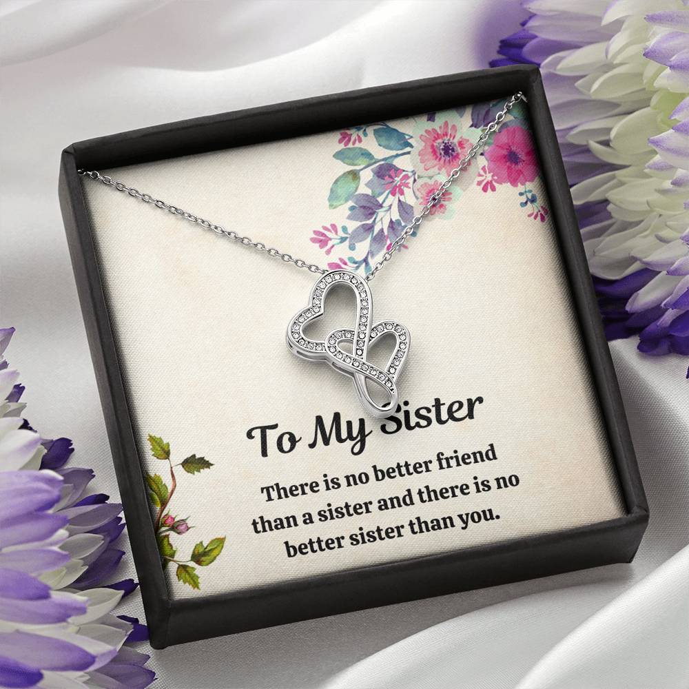 TO MY SISTER "FRIEND" DOUBLE HEARTS NECKLACE GIFT SET - ON CLOUD NINE GIFTS