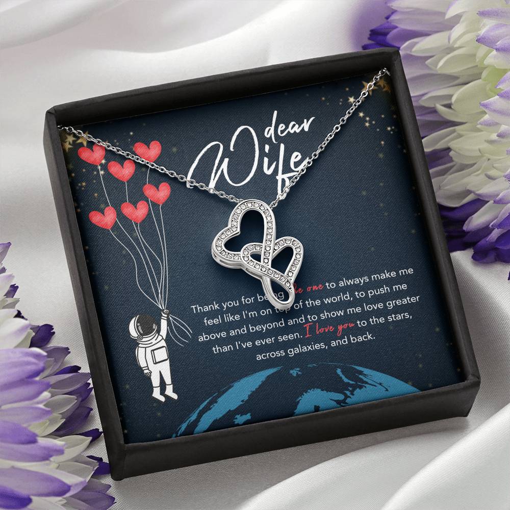 DEAR WIFE "STARS" DOUBLE HEARTS NECKLACE GIFT SET - ON CLOUD NINE GIFTS