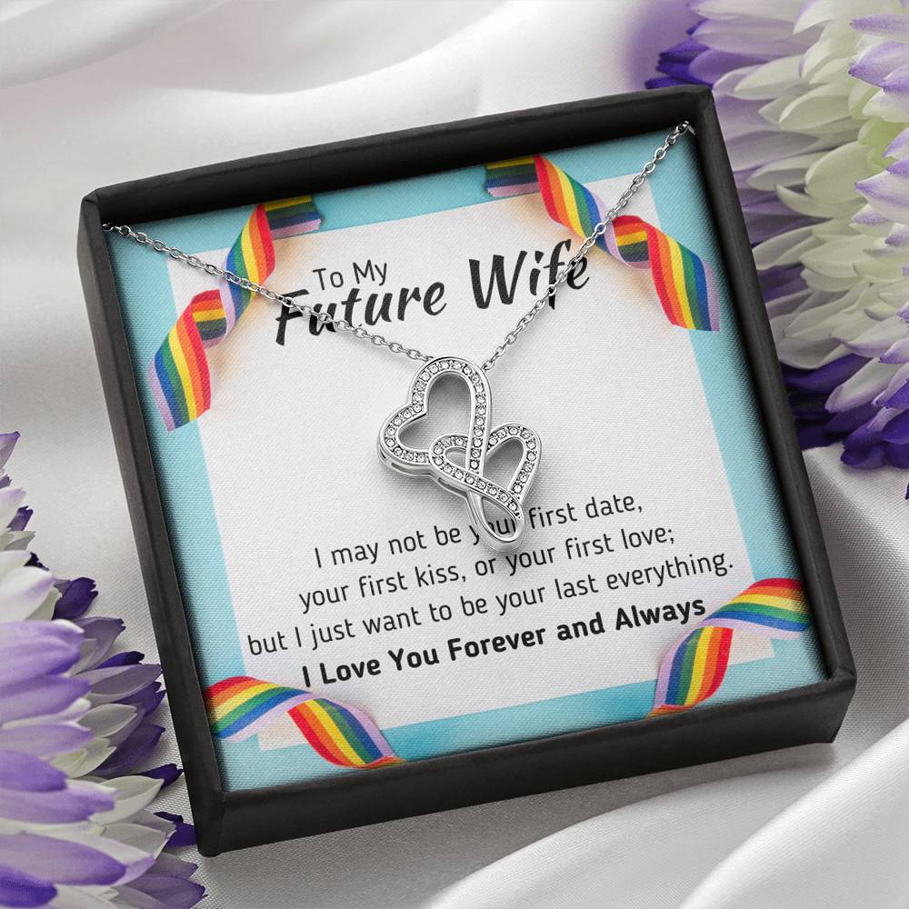 TO MY FUTURE WIFE LGBT DOUBLE HEARTS NECKLACE GIFT SET - ON CLOUD NINE GIFTS