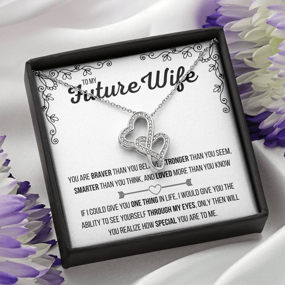 TO MY FUTURE WIFE "LOVED MORE THAN YOU KNOW" DOUBLE HEARTS NECKLACE GIFT SET - ON CLOUD NINE GIFTS
