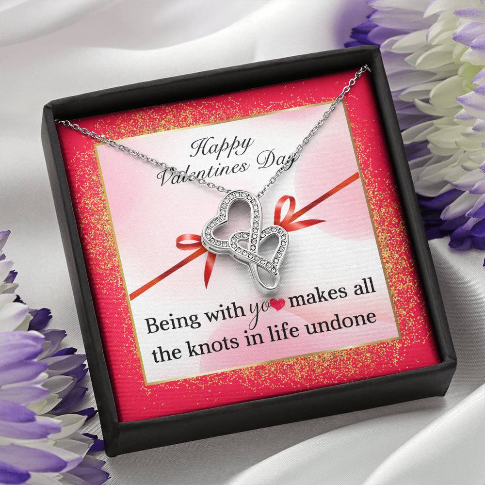 TO MY LOVE "KNOTS" DOUBLE HEARTS NECKLACE VALENTINES DAY GIFT SET - ON CLOUD NINE GIFTS