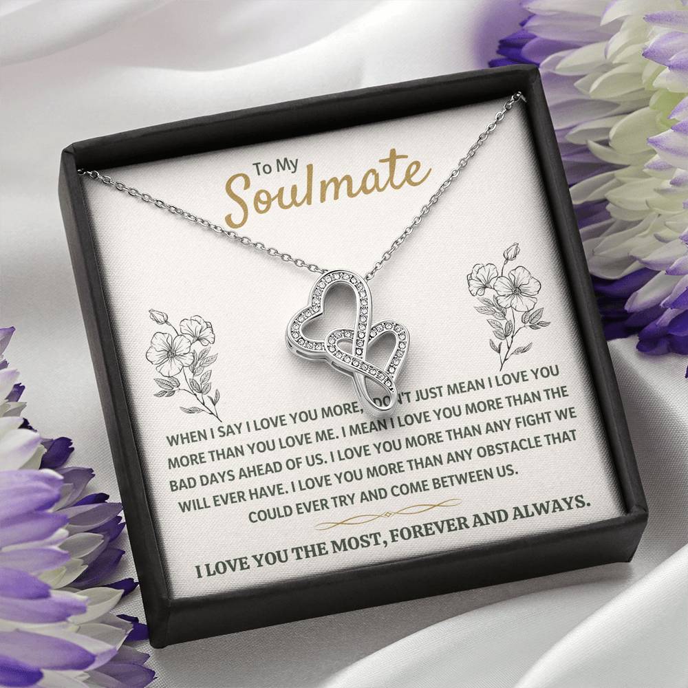 TO MY SOULMATE "THE MOST - GOLDEN" DOUBLE HEARTS NECKLACE GIFT SET - ON CLOUD NINE GIFTS