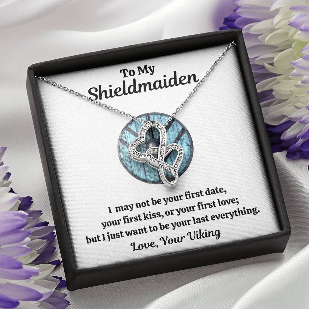 TO MY SHIELDMAIDEN "LAST EVERYTHING - BLUE" DOUBLE HEARTS NECKLACE GIFT SET - ON CLOUD NINE GIFTS