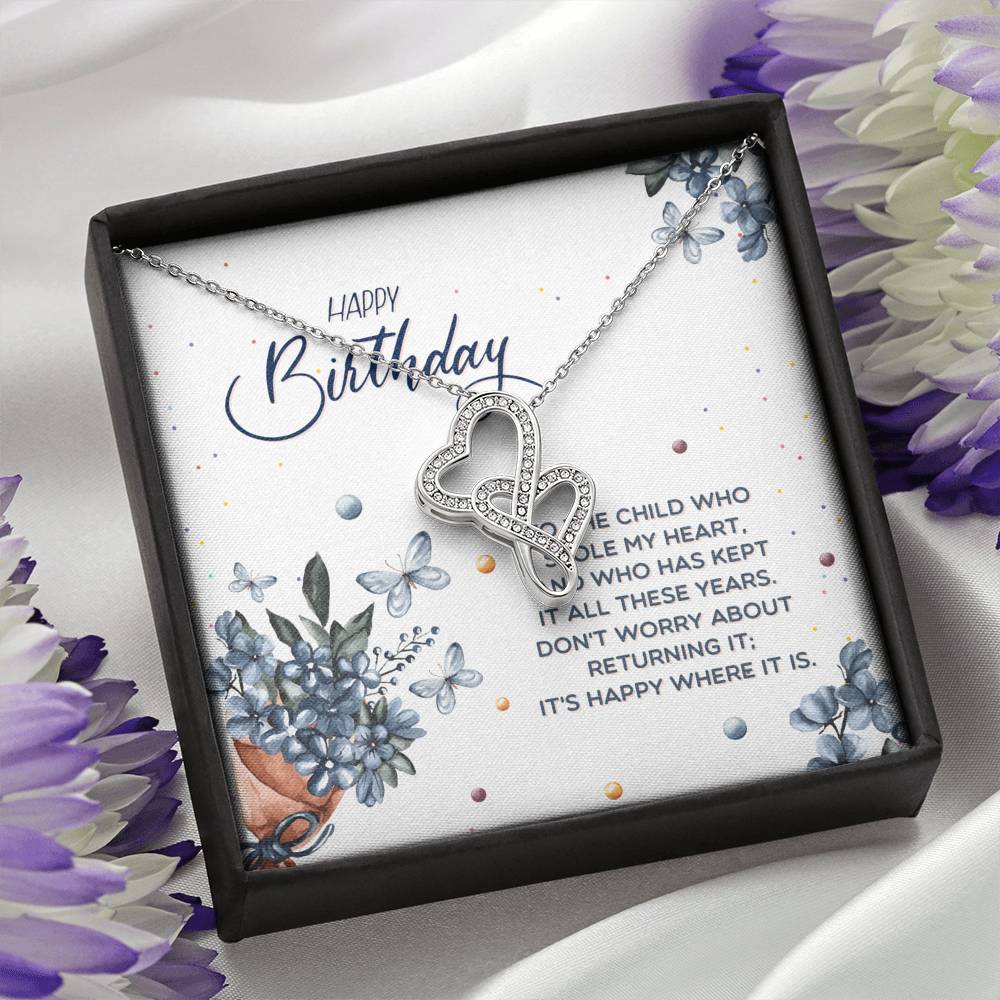 TO MY DAUGHTER "STOLE MY HEART" DOUBLE HEARTS NECKLACE BIRTHDAY GIFT SET - ON CLOUD NINE GIFTS
