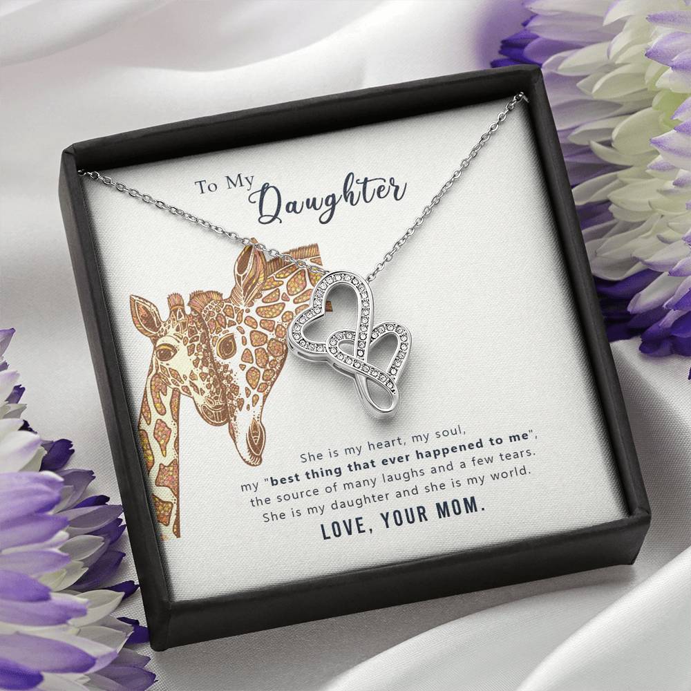 TO MY DAUGHTER "MY WORLD" DOUBLE HEARTS NECKLACE GIFT SET - ON CLOUD NINE GIFTS