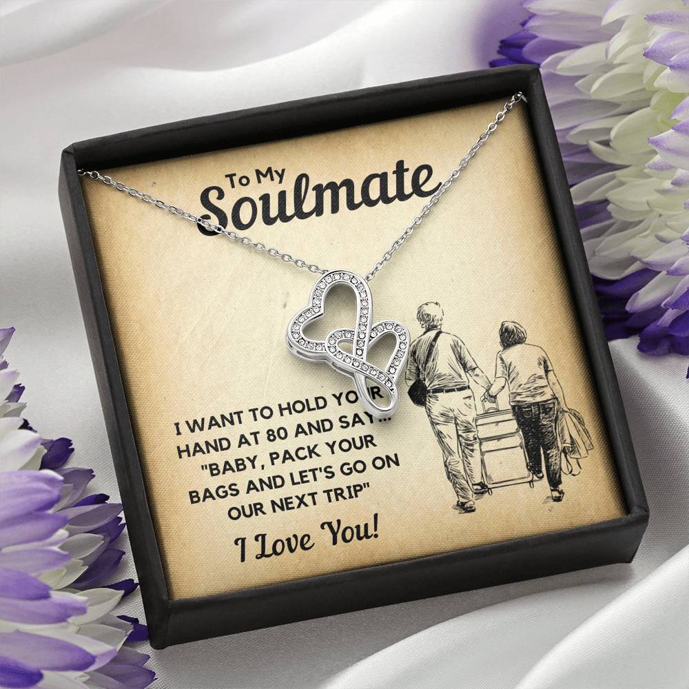 TO MY SOULMATE BAGS DOUBLE HEARTS NECKLACE GIFT SET - ON CLOUD NINE GIFTS