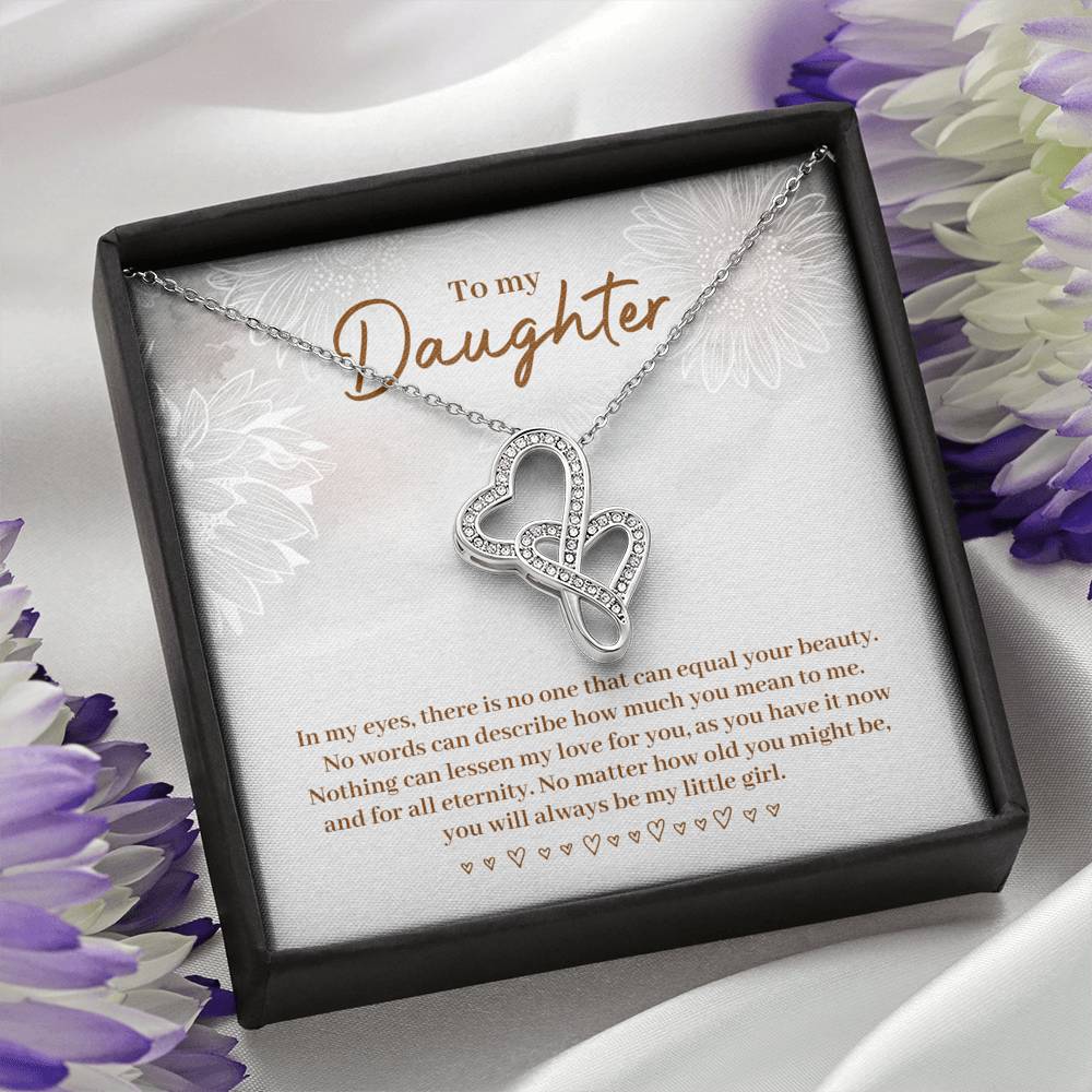 TO MY DAUGHTER "EQUAL YOUR BEAUTY" DOUBLE HEARTS NECKLACE GIFT SET - ON CLOUD NINE GIFTS