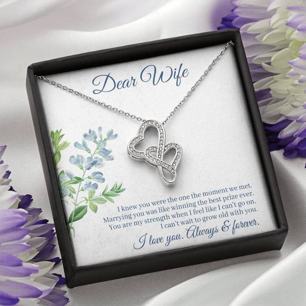 DEAR WIFE "THE ONE" DOUBLE HEARTS NECKLACE GIFT SET - ON CLOUD NINE GIFTS