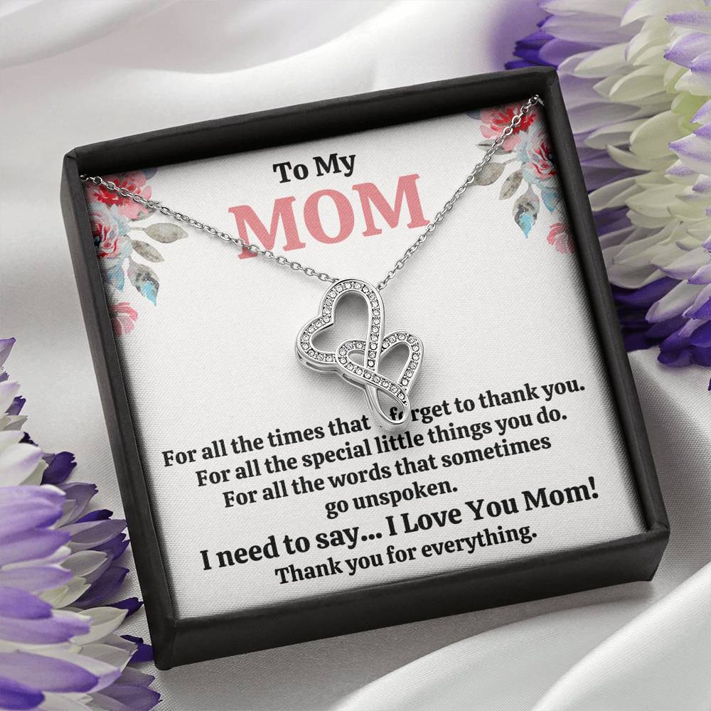 TO MY MOM "FOR ALL" DOUBLE HEARTS NECKLACE GIFT SET - ON CLOUD NINE GIFTS