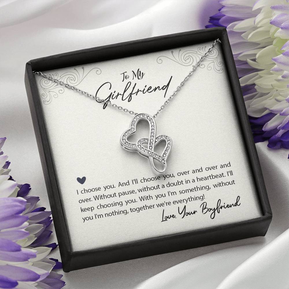 TO MY GIRLFRIEND "WE'RE EVERYTHING" DOUBLE HEARTS NECKLACE GIFT SET - ON CLOUD NINE GIFTS